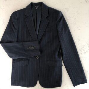 Brooks Brothers Explorer Classic 1 Button Pinstripe Wool/Poly Blazer Navy Sz 8